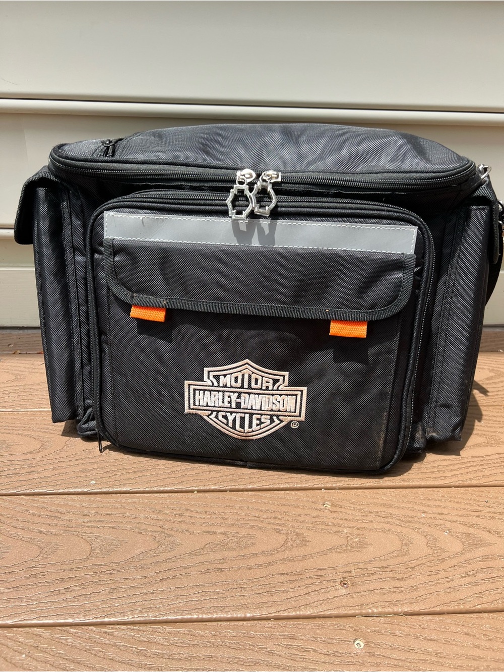 Harley-Davidson Black Canvas Picnic Bag with Orange Accents